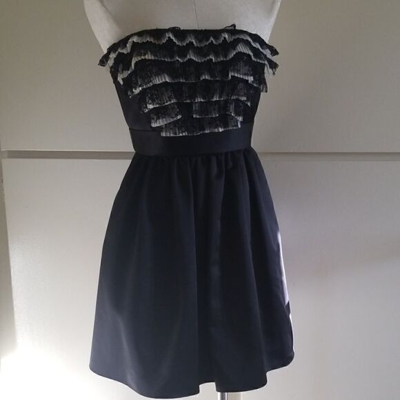 A B S Collection Black Satin Cocktail Dress, sz.2 - Picture 1 of 5